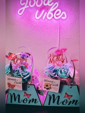 Mom Floral Gift Tote Bag - Teal